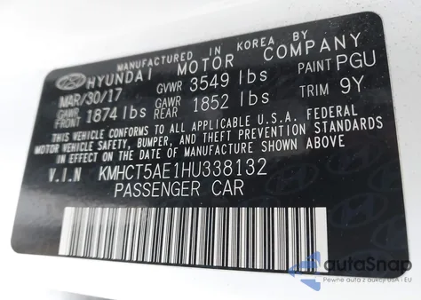 2017 Hyundai Accent Se from USA, damaged, VIN KMHCT5AE1HU338132